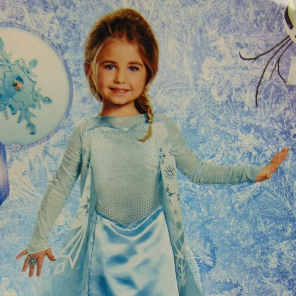 Princess Elsa Halloween Costume 7/8 Dress, Ring, Wand Disney Frozen Girls